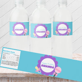 Persoonlijk geboortebekerlabel voor babypop met wa waterfles etiket