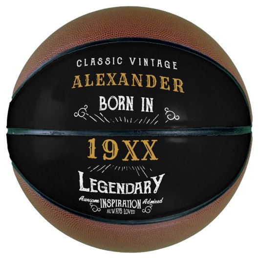 Persoonlijk geboortedag monogram Legendary Vader Basketbal (Voorkant)
