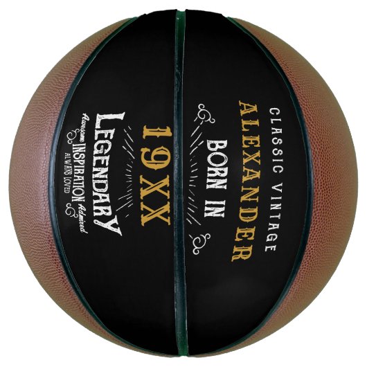 Persoonlijk geboortedag monogram Legendary Vader Basketbal (Verticaal)