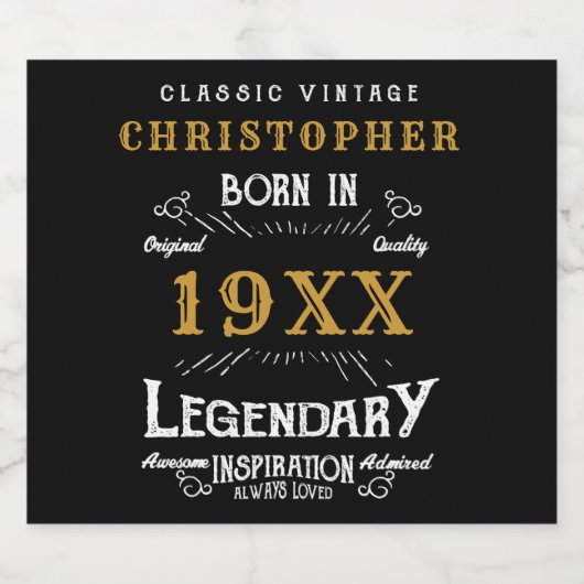 Persoonlijk geboortedag monogram Legendary Vader Bier Etiket (Enkel label)