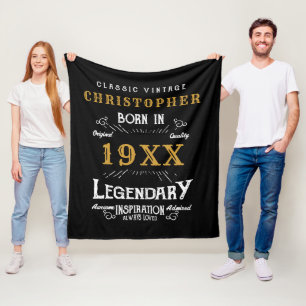 Persoonlijk geboortedag monogram Legendary Vader Fleece Deken