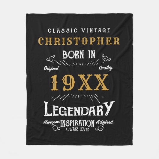 Persoonlijk geboortedag monogram Legendary Vader Fleece Deken (Voorkant)