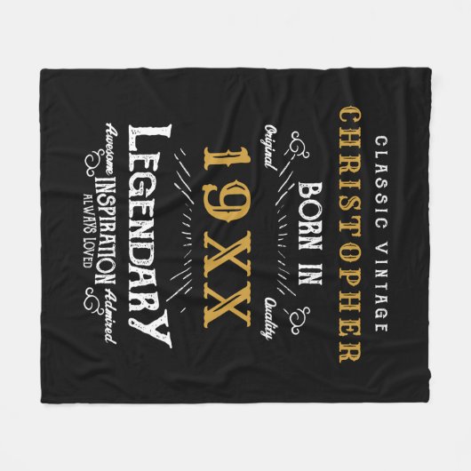 Persoonlijk geboortedag monogram Legendary Vader Fleece Deken (Voorkant (Horizontaal))