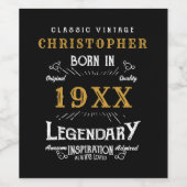 Persoonlijk geboortedag monogram Legendary Vader Wijn Etiket (Enkel label)