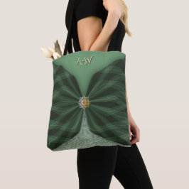 Persoonlijk geborduurd botanisch groeneJewel texti Tote Bag