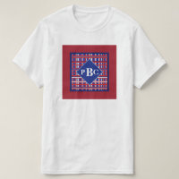 Persoonlijk geborduurd rood wit blauw ruitpatroon