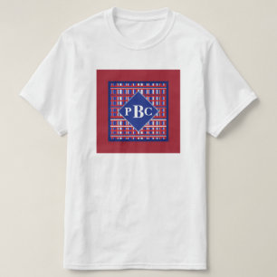 Persoonlijk geborduurd rood wit blauw ruitpatroon t-shirt