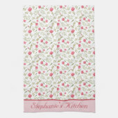 Persoonlijk Geborduurd Roze Groen Bloemmotief  Theedoek (Verticaal)