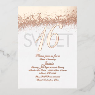 Persoonlijk Geborduurd Sweet Sixteen Goud Gedrukt  Folie Uitnodiging
