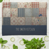 Persoonlijk Geborduurd Vintage Patchwork Familie Theedoek (Gevouwen)