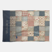 Persoonlijk Geborduurd Vintage Patchwork Familie Theedoek (Horizontaal)