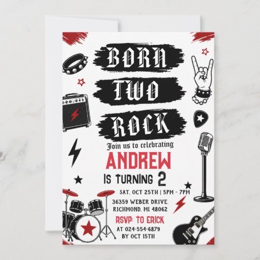 Persoonlijk Geboren Two Rock Verjaardag Kaart (Voorkant)