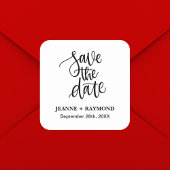 Persoonlijk Geborstelde Letters Save the Date Huwe Vierkante Sticker