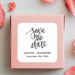 Persoonlijk Geborstelde Letters Save the Date Huwe Vierkante Sticker