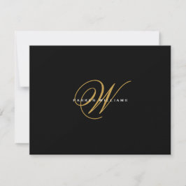 Persoonlijk Gebrand Zwart & Goud Plat Bedankkaart