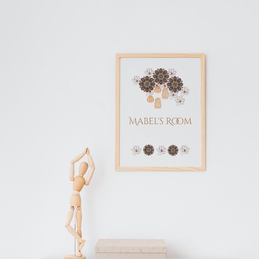 Persoonlijk Gebrandmerkt Boho Bloem Meisjes Monogr Poster