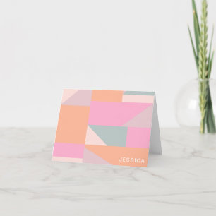 Persoonlijk Gebrandmerkt Pastel Roze Geometrisch S Notitiekaartje