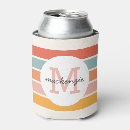 Persoonlijk Gebrandmerkt Retro Kleurrijke Strepen Blikjeskoeler (Blikje Voorkant)