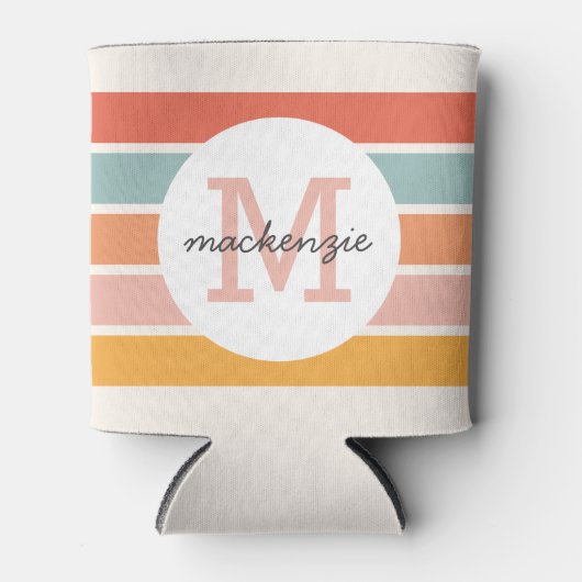 Persoonlijk Gebrandmerkt Retro Kleurrijke Strepen Blikjeskoeler (Voorkant)