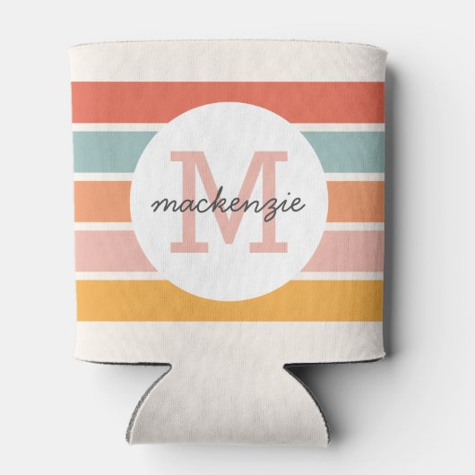 Persoonlijk Gebrandmerkt Retro Kleurrijke Strepen Blikjeskoeler (Achterkant)