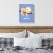 Persoonlijk Gebrandmerkte Baby Luiaard op Boom Kin Canvas Afdruk (Insitu (Slaapkamer))