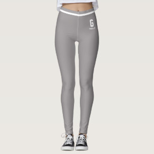 Persoonlijk gebreid heidegrijs wit gestreept monog leggings