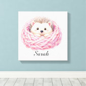 Persoonlijk Gebreide Egel Canvas Afdruk (Insitu (Houten vloer))