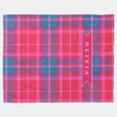 Persoonlijk Gebruikte Roze Fuchsia Geruite Preppy Fleece Deken (Voorkant (Horizontaal))