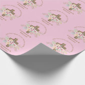 Persoonlijk gedecoreerd Doop & Christening Bloemen Cadeaupapier (Hoek)