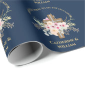 Persoonlijk gedecoreerd Doop & Doopfeest Bloemenkr Cadeaupapier (Rol Hoek)