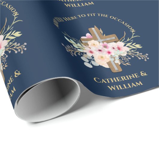 Persoonlijk gedecoreerd Doop & Doopfeest Bloemenkr Cadeaupapier (Rol Hoek)