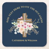 Persoonlijk gedecoreerd Doop & Doopfeest Bloemenkr Kartonnen Onderzetters (Voorkant)