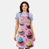 Persoonlijk Gedecoreerde Regenboog Cupcake Confett Schort (Gedragen)