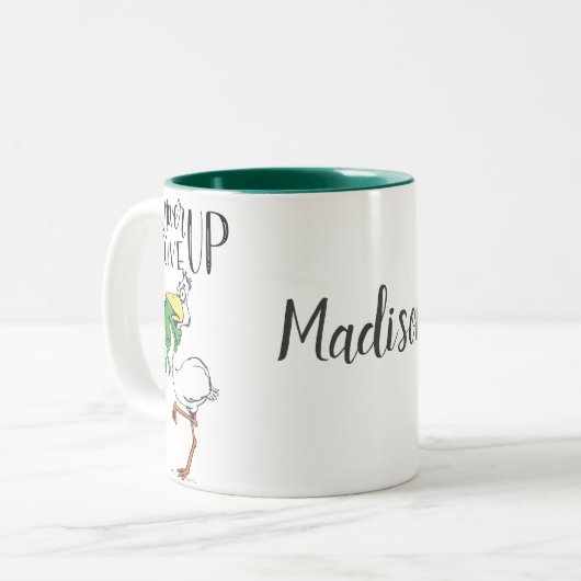 Persoonlijk geef Pelican en Kikker nooit op Tweekleurige Koffiemok (Voorkant links)