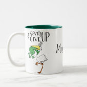 Persoonlijk geef Pelican en Kikker nooit op Tweekleurige Koffiemok (Links)