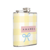 Persoonlijk Geel Gingham en Blauwe Strik Pastel Heupfles (Rechts)