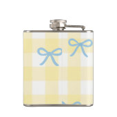 Persoonlijk Geel Gingham en Blauwe Strik Pastel Heupfles (Achterkant)