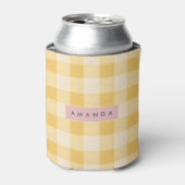 Persoonlijk Geel Gingham Karo Blikjeskoeler (Blikje Voorkant)