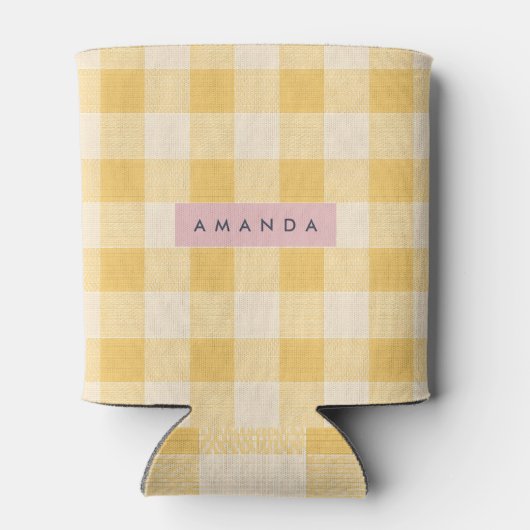 Persoonlijk Geel Gingham Karo Blikjeskoeler (Achterkant)