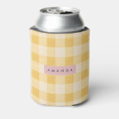 Persoonlijk Geel Gingham Karo Blikjeskoeler (Blikje Achterkant)