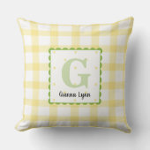 Persoonlijk Geel Gingham Monogram Babykamer Kussen (Voorkant)