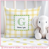 Persoonlijk Geel Gingham Monogram Babykamer Kussen