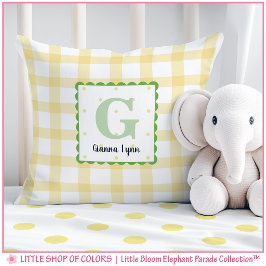 Persoonlijk Geel Gingham Monogram Babykamer Kussen