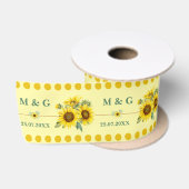 Persoonlijk Geel Zonnebloem Monogram Trouwfeest Satijnen Lint (Spoel)