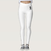 Persoonlijk geëlegant wit zwart accent monogram leggings (Voorkant)