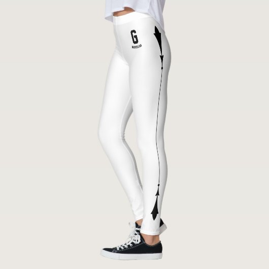 Persoonlijk geëlegant wit zwart accent monogram leggings (Links)
