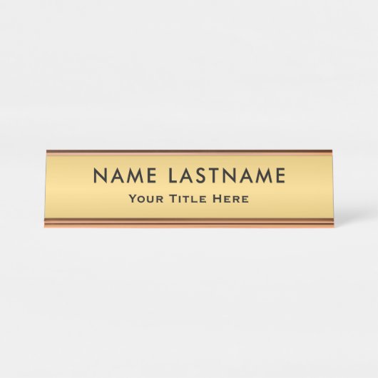 Persoonlijk Geëxecuteerd Kantoor Aangepast Gouden  Bureau Naambordje (Voorkant)