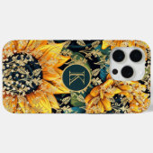 Persoonlijk Geglitterde Moderne Zonnebloem Monogra Case-Mate iPhone Case (Achterkant (horizontaal))