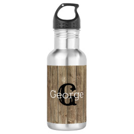 Persoonlijk gegraveerd bruin houten waterfles 