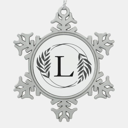 Persoonlijk gegraveerd geschenk met monogram tin sneeuwvlok ornament (Voorkant)